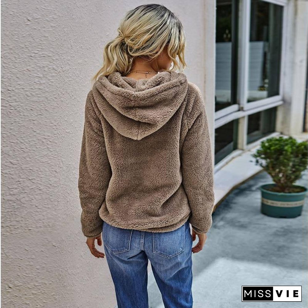 New Autumn Winter Hoodies Women Aesthetic Clothes Pure Color Hedging Plush Long Sleeve Streetwear Tops Fall Women Clothing