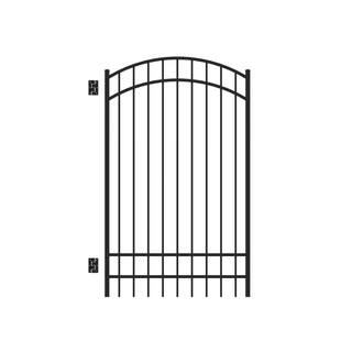 Barrette Outdoor Living Natural Reflections Standard-Duty 4 ft. W x 6 ft. H Black Aluminum Arched Pre-Assembled Fence Gate 73009480