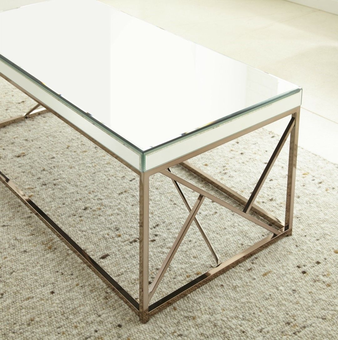 Evelyn MirrorTop Cocktail Table  Copper Chrome