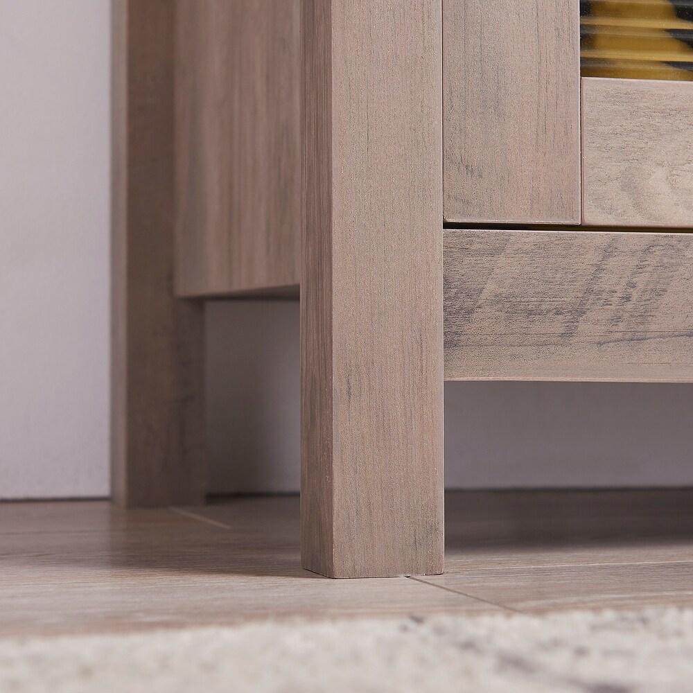 Three tier sideboard with two double cabinets in Grey Wash