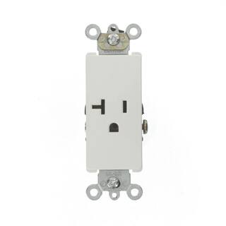 Leviton Decora 20 Amp Plus Commercial Grade Self Grounding Single Outlet White 16341-W