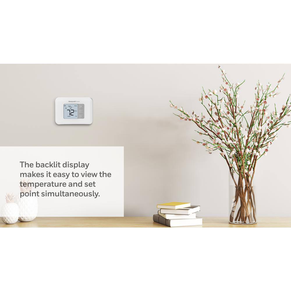 Honeywell Home Horizontal Non-Programmable Thermostat with Digital Backlit Display RTH5160