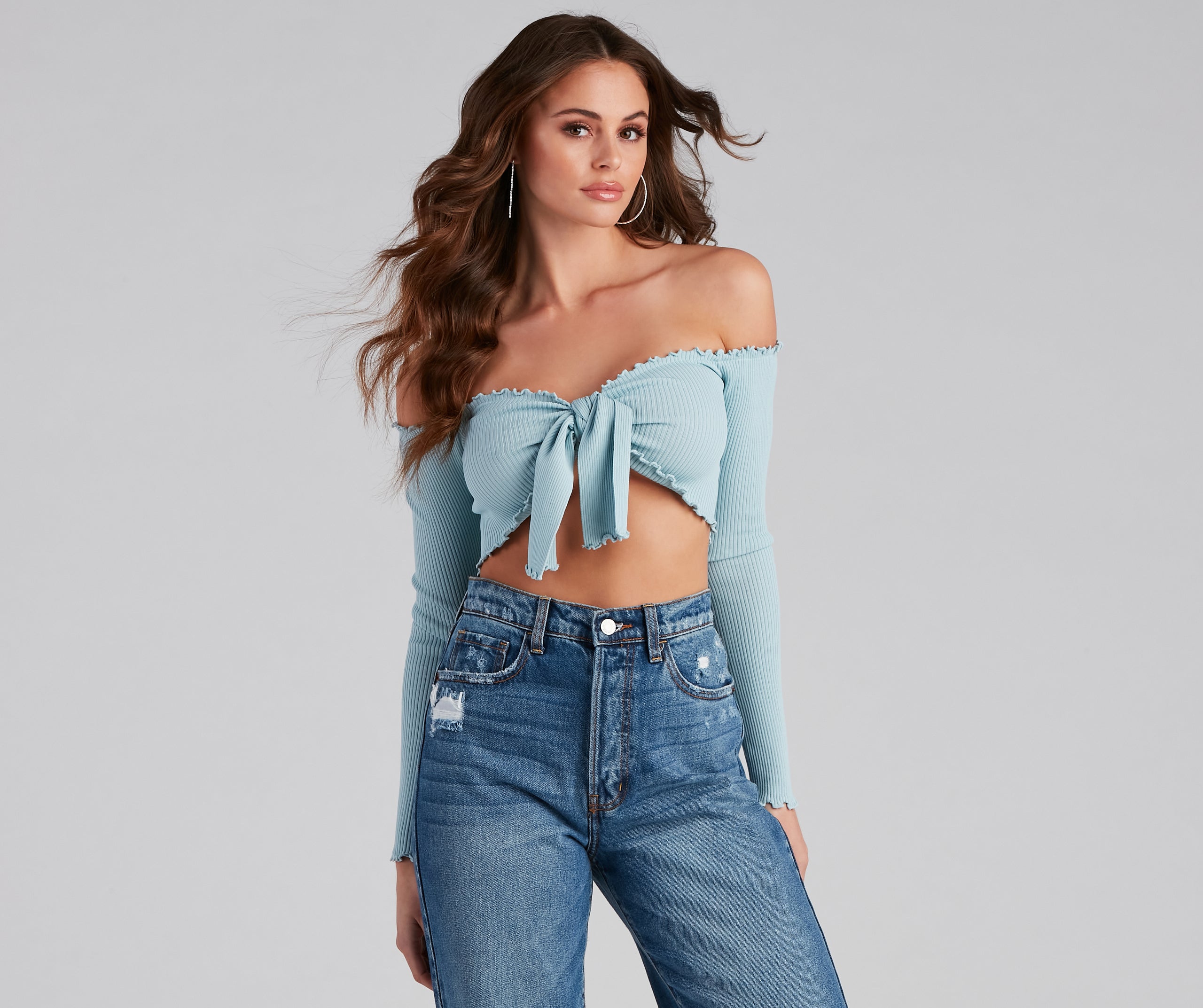 A Trendy Look Tie-Front Crop Top