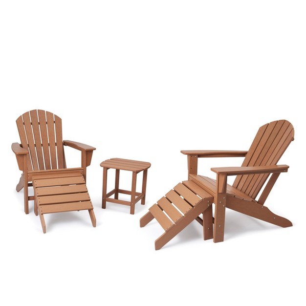 5pk Plastic Resin Adirondack Chair With Side Table amp Ottoman Edyo Living