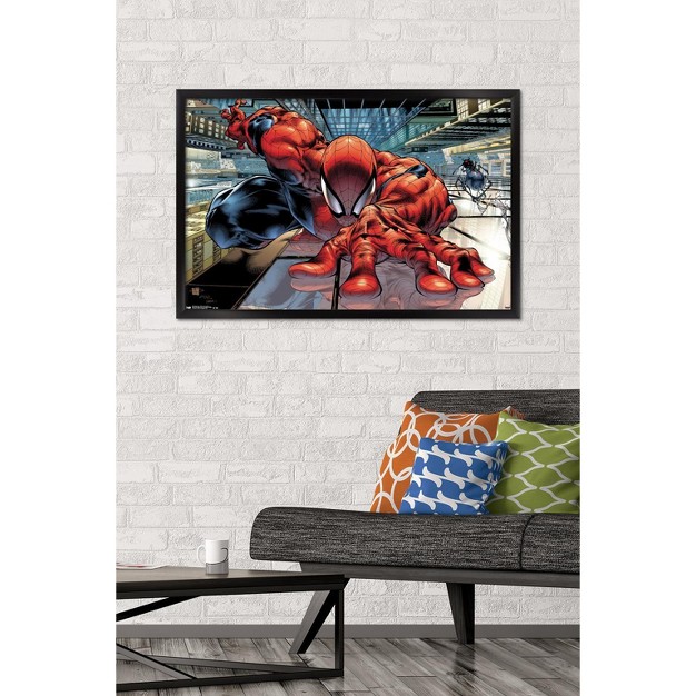 Trends International 24x36 Marvel Comics Spider man Wall Crawler Framed Wall Poster Prints