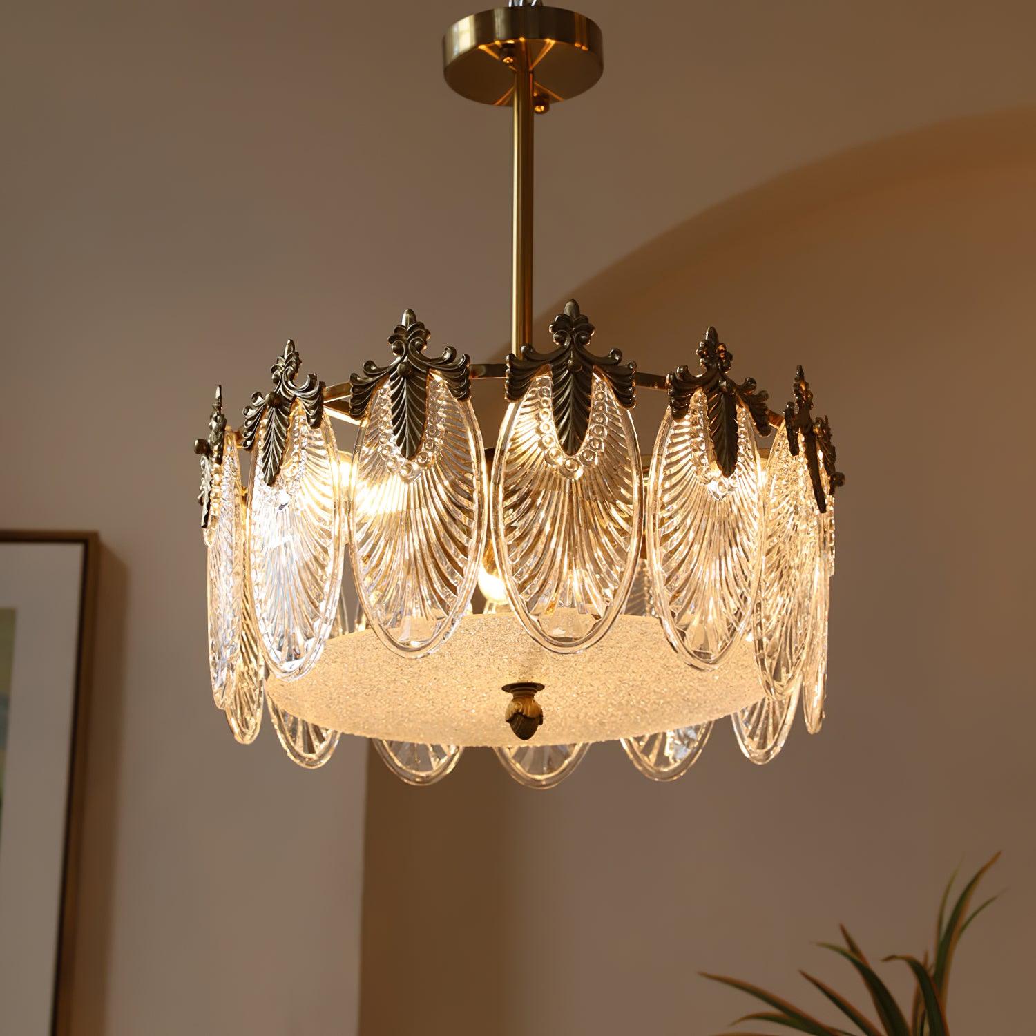 Decorative Pattern Glass Round Chandelier