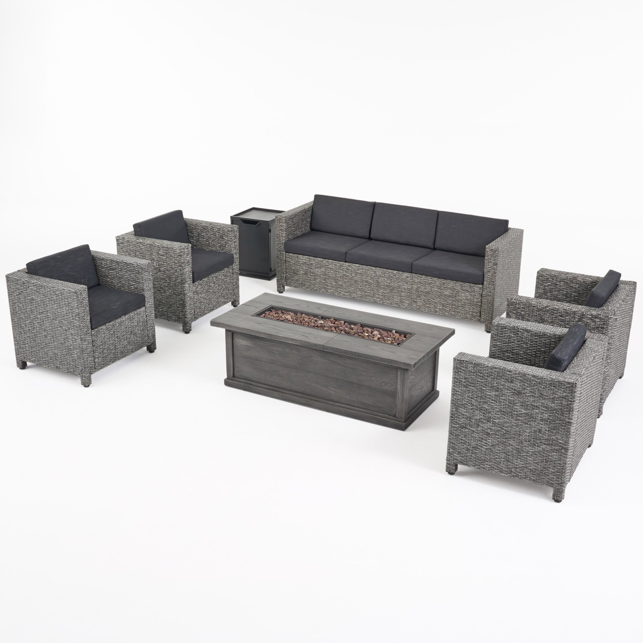 Venice 7-Seater Outdoor Fire Pit Sofa Set