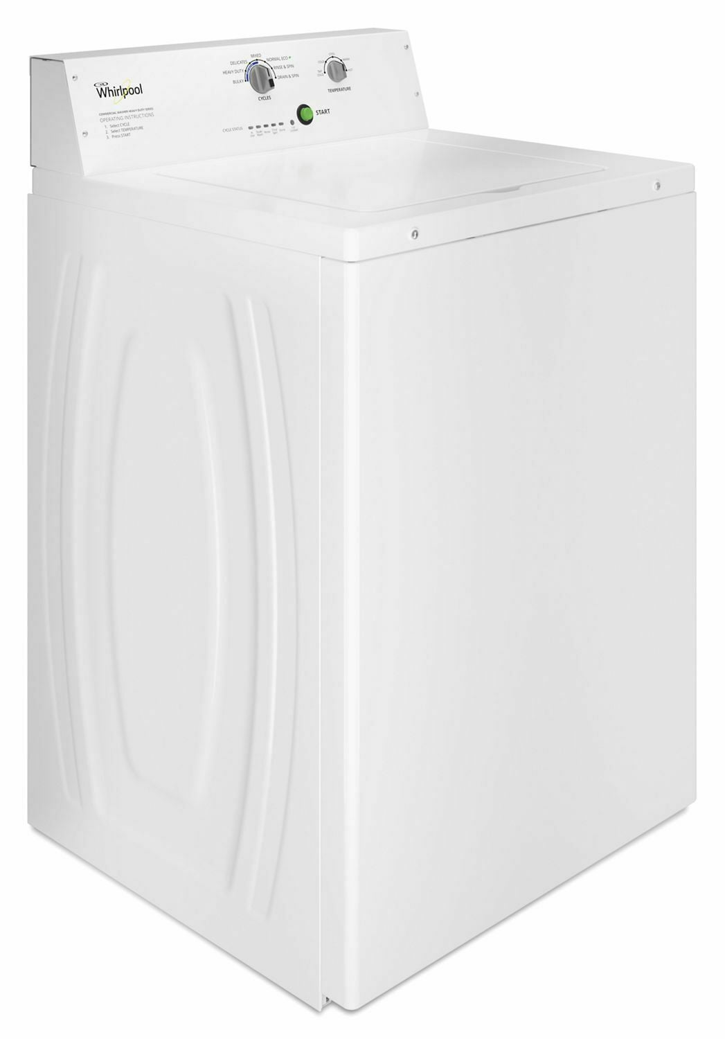 Whirlpool CAE2795FQ Commercial Top-Load Washer, Non-Vend White