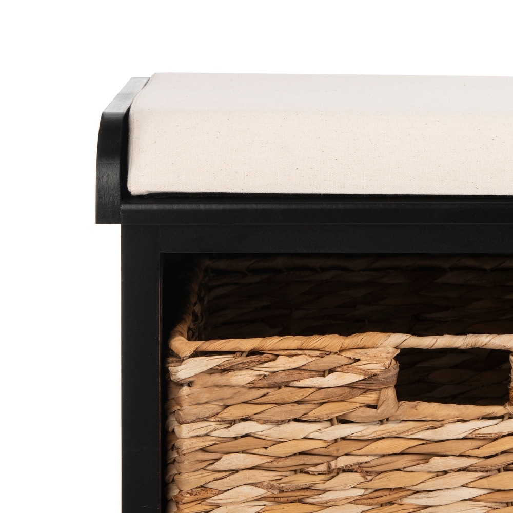 SAFAVIEH Freddy Wicker Black Storage Bench   33.5\