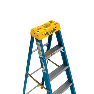 Werner 4 ft. Fiberglass Step Ladder with Yellow Top 250 lb. Load Capacity Type I Duty Rating 6004