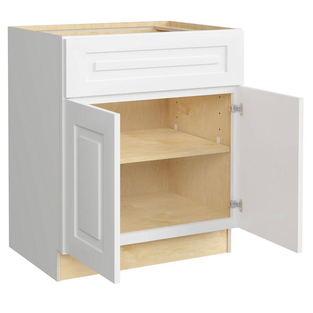 Home Decorators Collection Grayson 30-in. W x 24-in. D x 34.50-in. H in Pacific White Plywood Shaker Stock Assembled Base Kitchen Cabinet B30-GPW