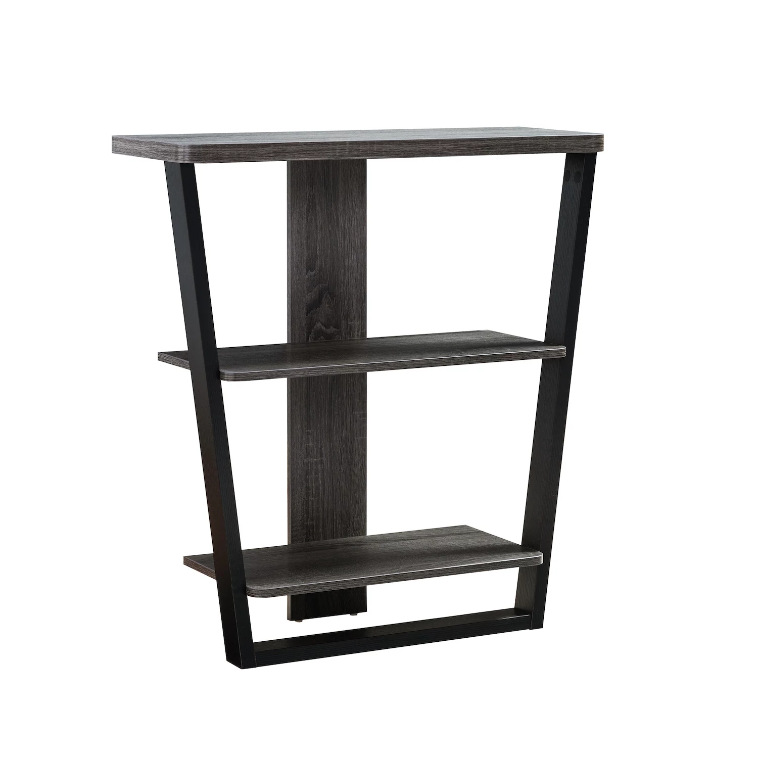 FC Design Distressed Grey and Black White Console Table with 2 Shelves