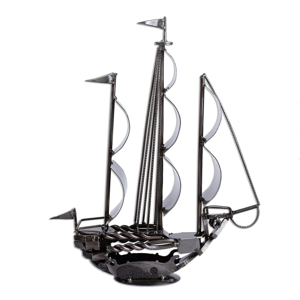 Novica Handmade Rustic Ship Recycled Auto Parts Sculpture