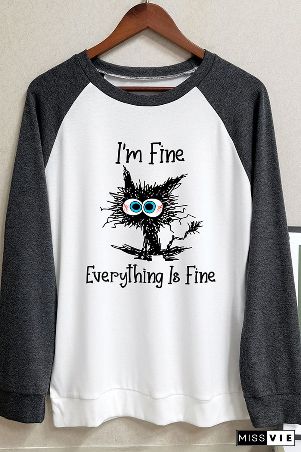 I'm Fine Everything Is Fine Long Sleeve Graphic Tee Wholesale