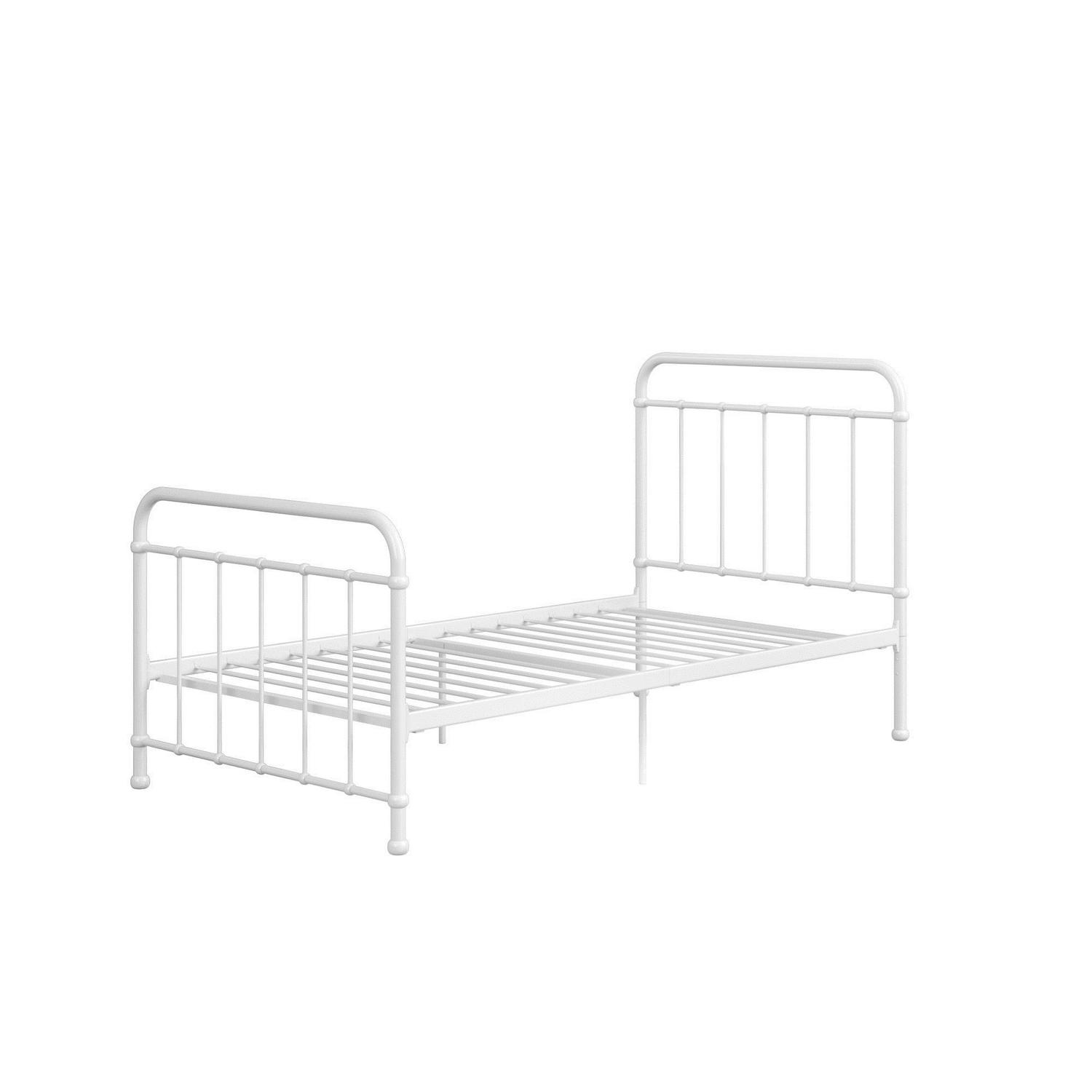 Woven Paths Brooklyn Iron Metal Platform Bed， Twin， White