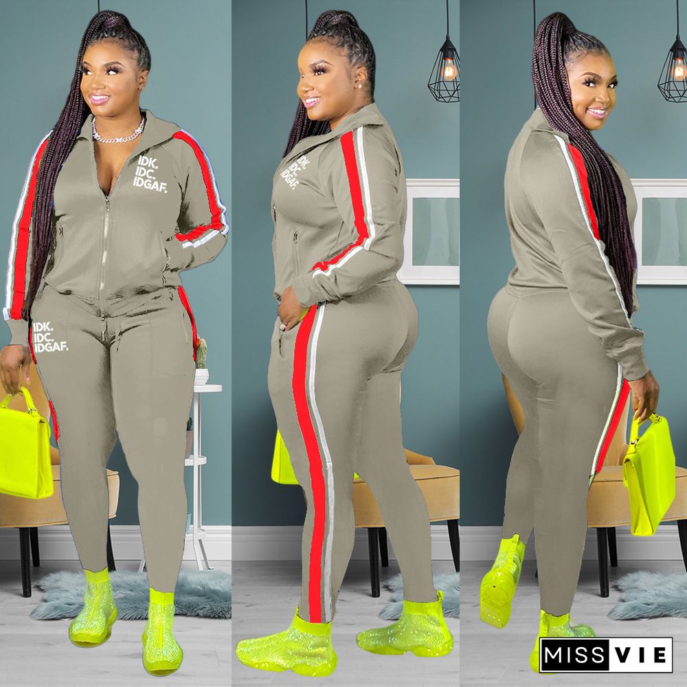 Long Sleeve Zipper Jackets and Pants Tracksuits