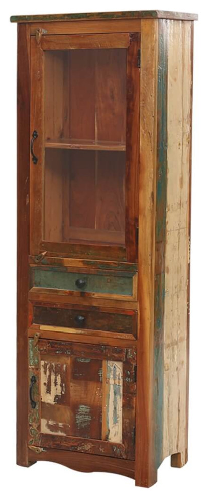 Rustic Reclaimed Wood 2 Drawer Bookcase   Farmhouse   Bookcases   by Sierra Living Concepts Inc  Houzz