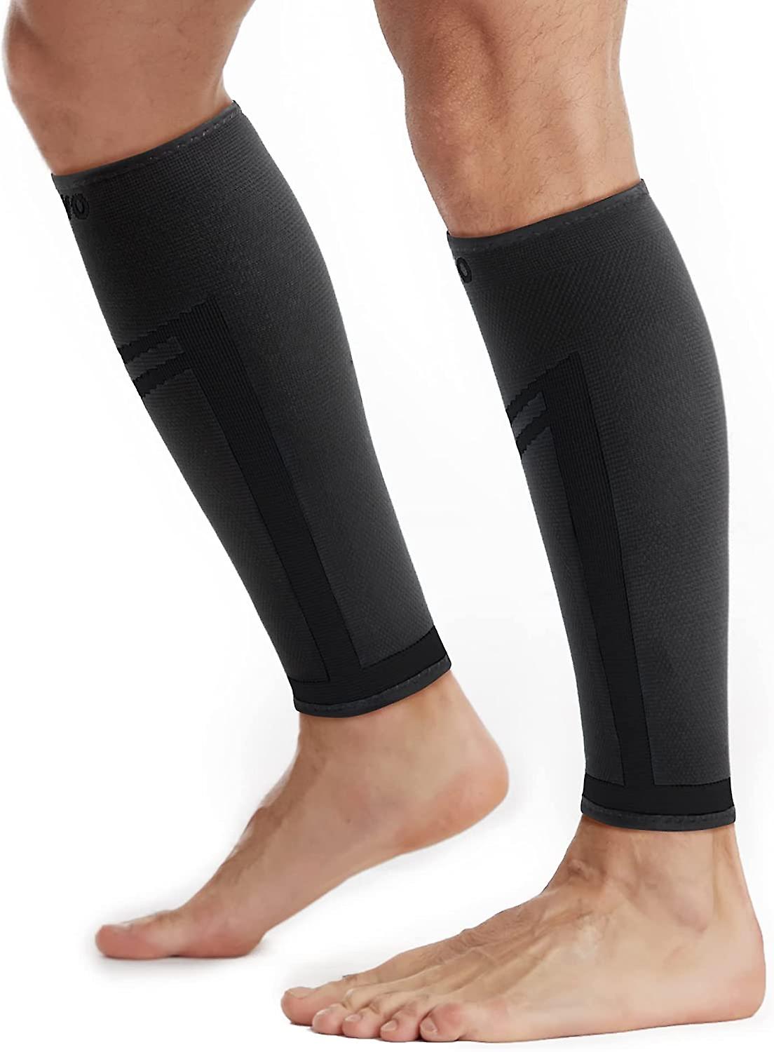 Miman 2 Pack Calf Compression Sleeve Men And Women Footless Compression Socks and Calf Support For Running Sports Flight Hiking Marathon