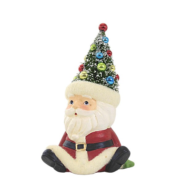 Bethany Lowe Retro Santa Seated With Tree Hat One Figurine 5 5 Inches Christmas Figurine Sisal Tl2371 Polyresin Multicolored