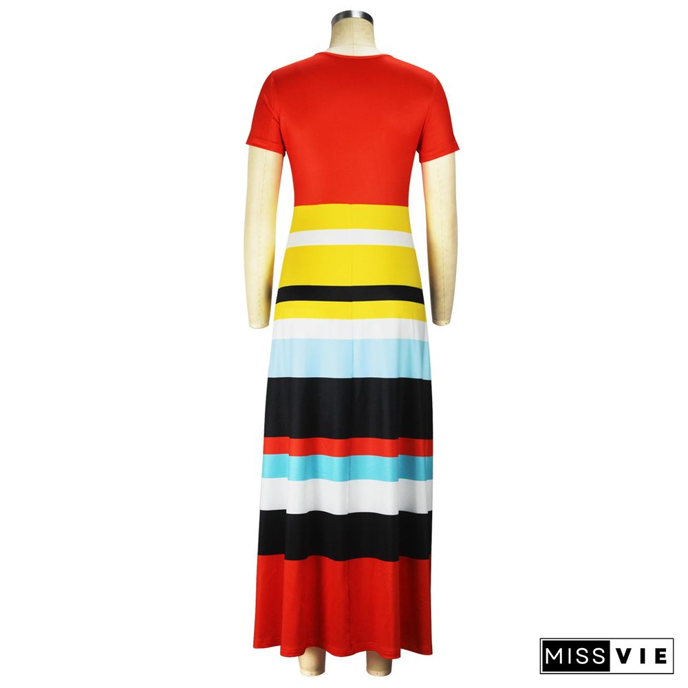 Stripe Print Fashion Casual Dress