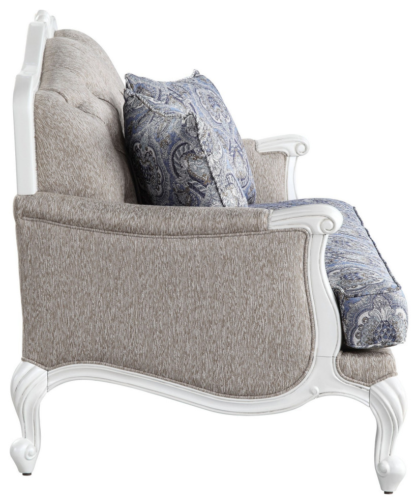 Benzara BM250654 Loveseat With Arch Top and Resin Queen Anne Legs  Gray   Victorian   Loveseats   by Uber Bazaar  Houzz