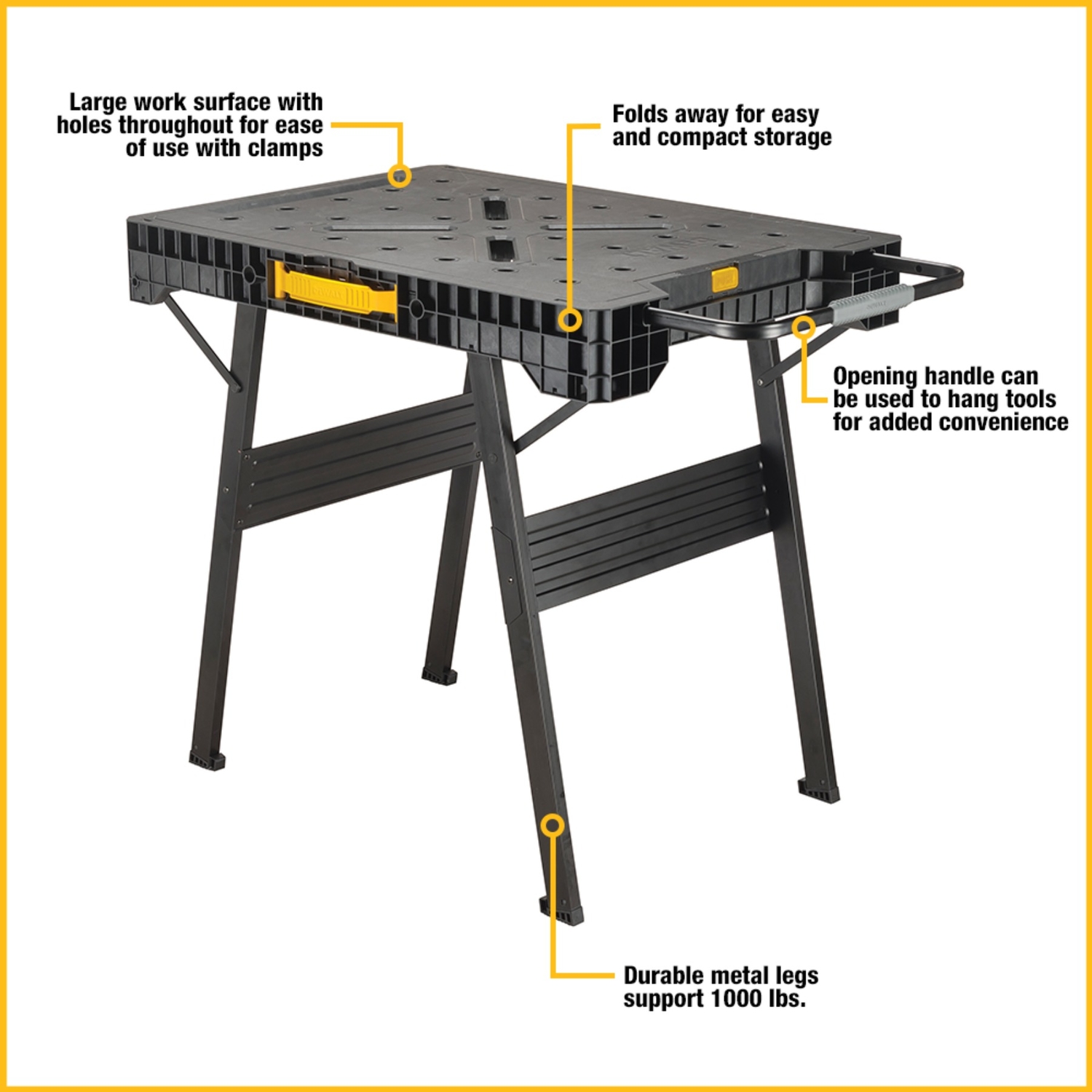 DW 33 in. L X 23 in. W X 31 in. H Folding Workbench 1000 lb. cap.