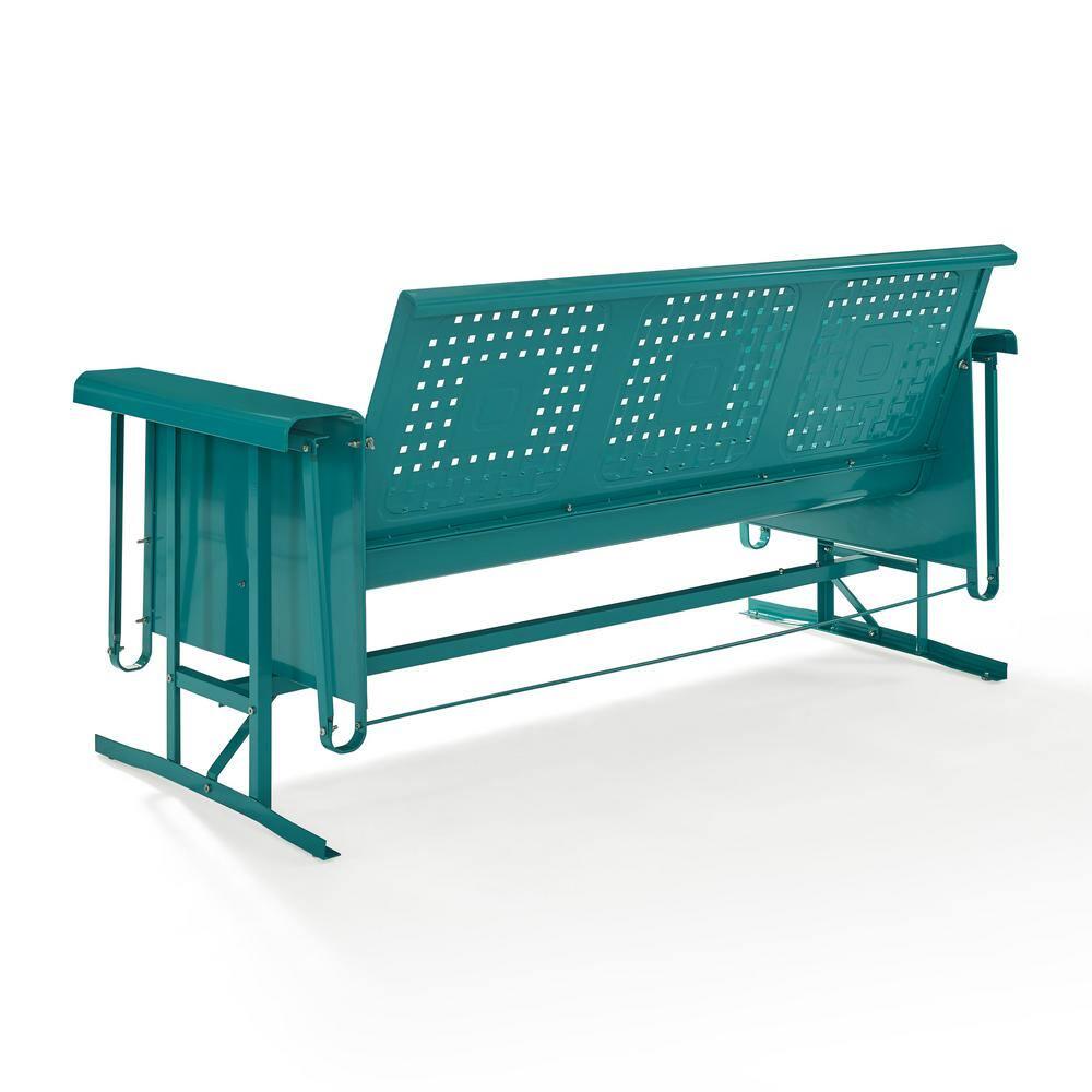 CROSLEY FURNITURE Bates 3Person Turquoise Metal Outdoor Glider