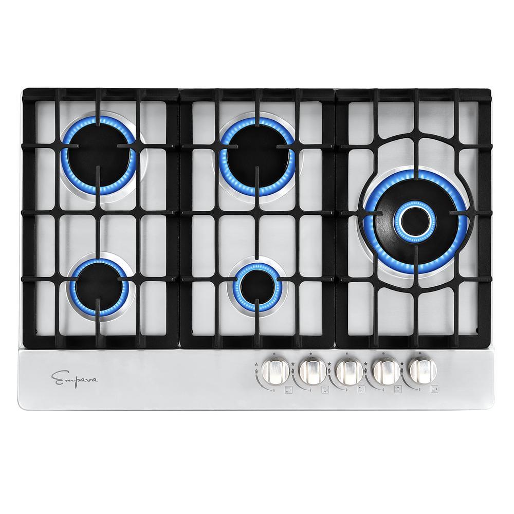 Empava ProStyle 30 in BuiltIn Gas Cooktop in Stainless Steel with 5Burners Including a 18000 BTUs Power Burner