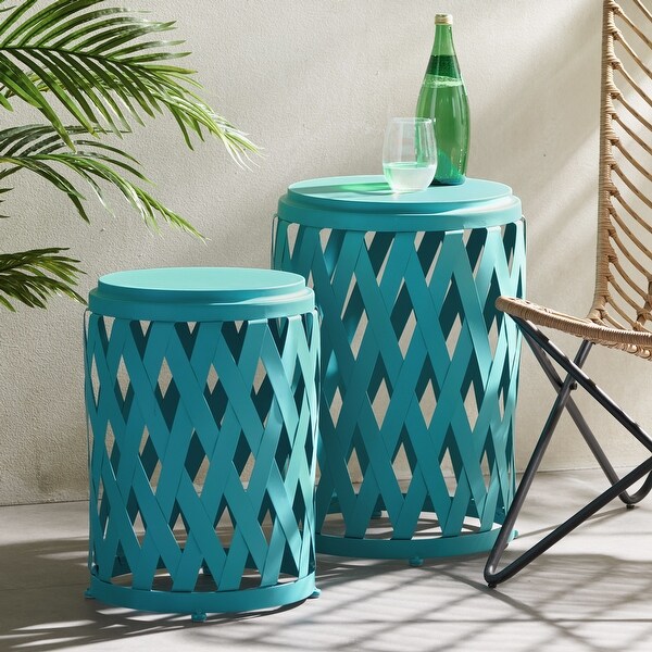 2pcs Iron Tables Lattice Design Lightweight and Stylish