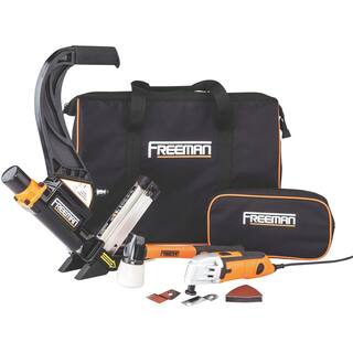 Freeman Lightweight Pneumatic 2-in-1 Flooring Nailer and Stapler and Oscillating Multi-Function Power Tool Combo Kit with Bags P50MTCK