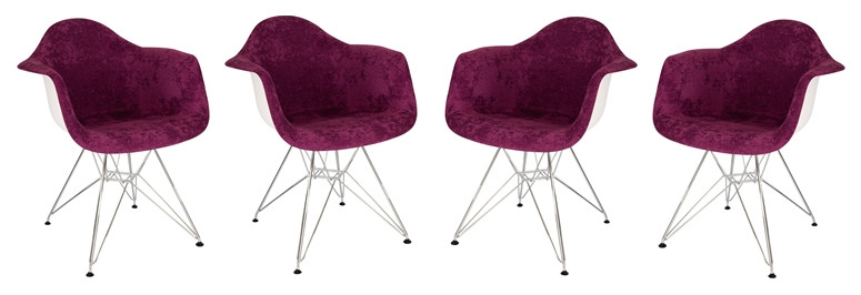 LeisureMod Willow Velvet Eiffel Metal Base Accent Armchair in Purple   Midcentury   Dining Chairs   by Homesquare  Houzz