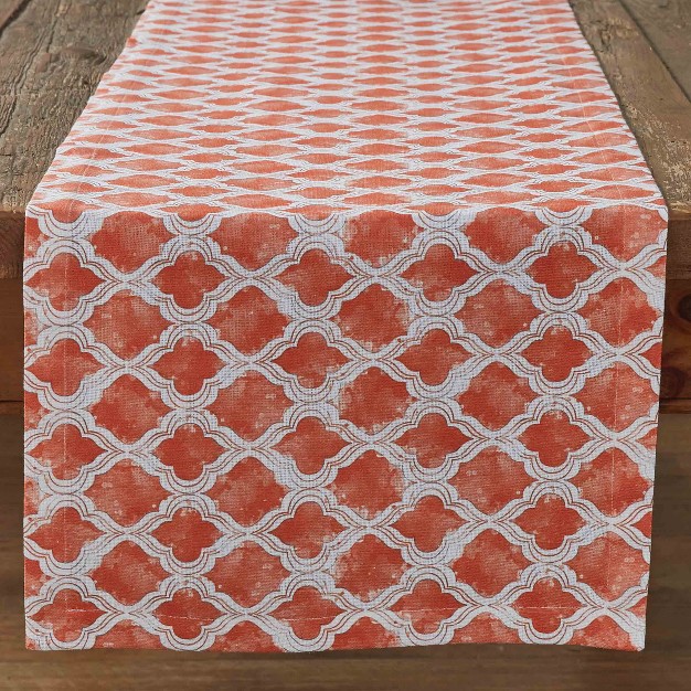 Split p Watercolor Geo Table Runner Coral