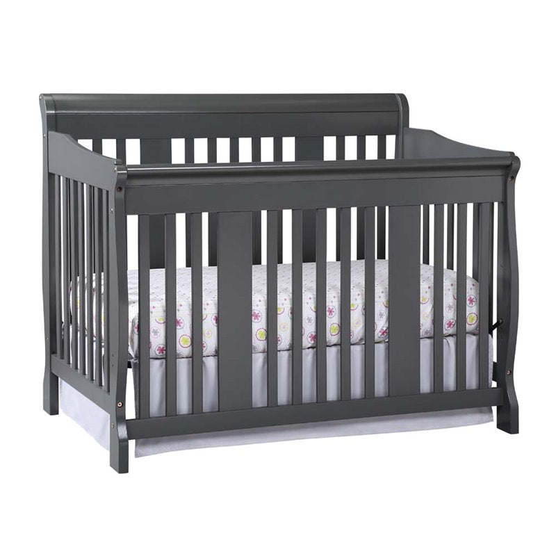 4-in-1 Convertible Baby Crib and 6-Drawer Double Dresser Set in Slate Gray