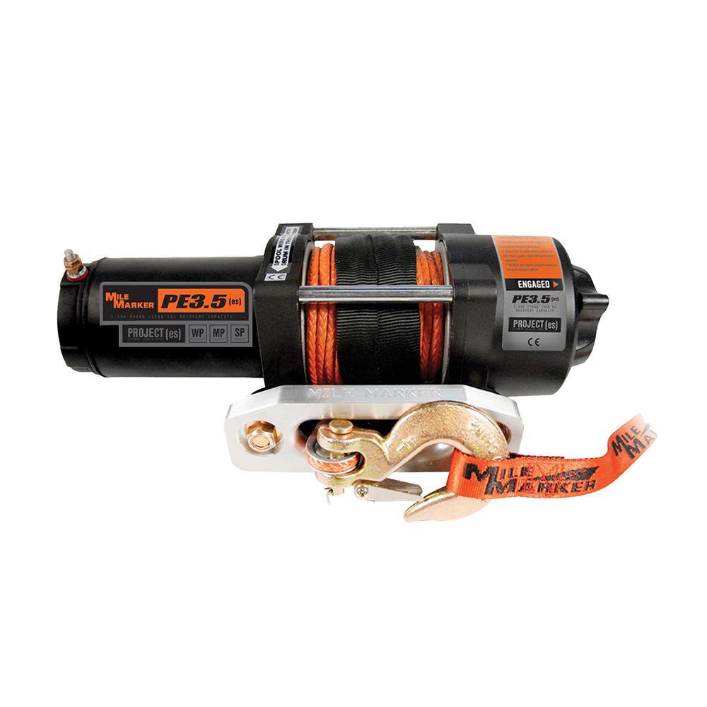 MILE MARKER 3500 lb. Capacity PE3.5 ATV Winch with Rope and Remote 77-53112BW