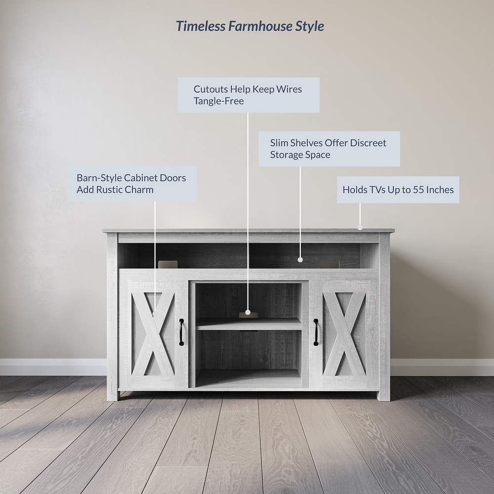 BELLEZE Corin Barn Door Wood TV Stand for TVs up to 55\