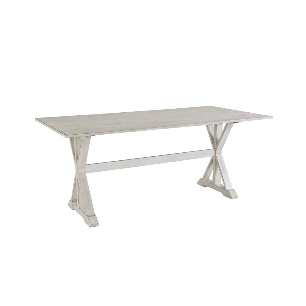 Farmhouse Antique White Trestle Dining Table   Antique White