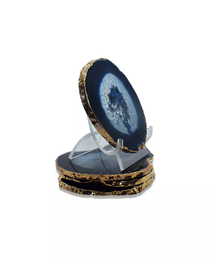 Nature's Decorations - Premium Gold-tone Trim Agate Coasters