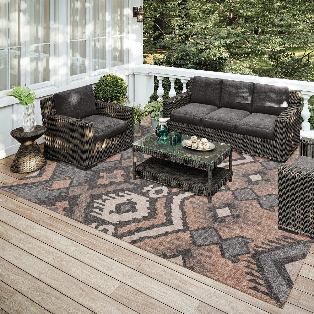 Indoor/ Outdoor Addison Yuma Southwest Ikat Washable Area Rug