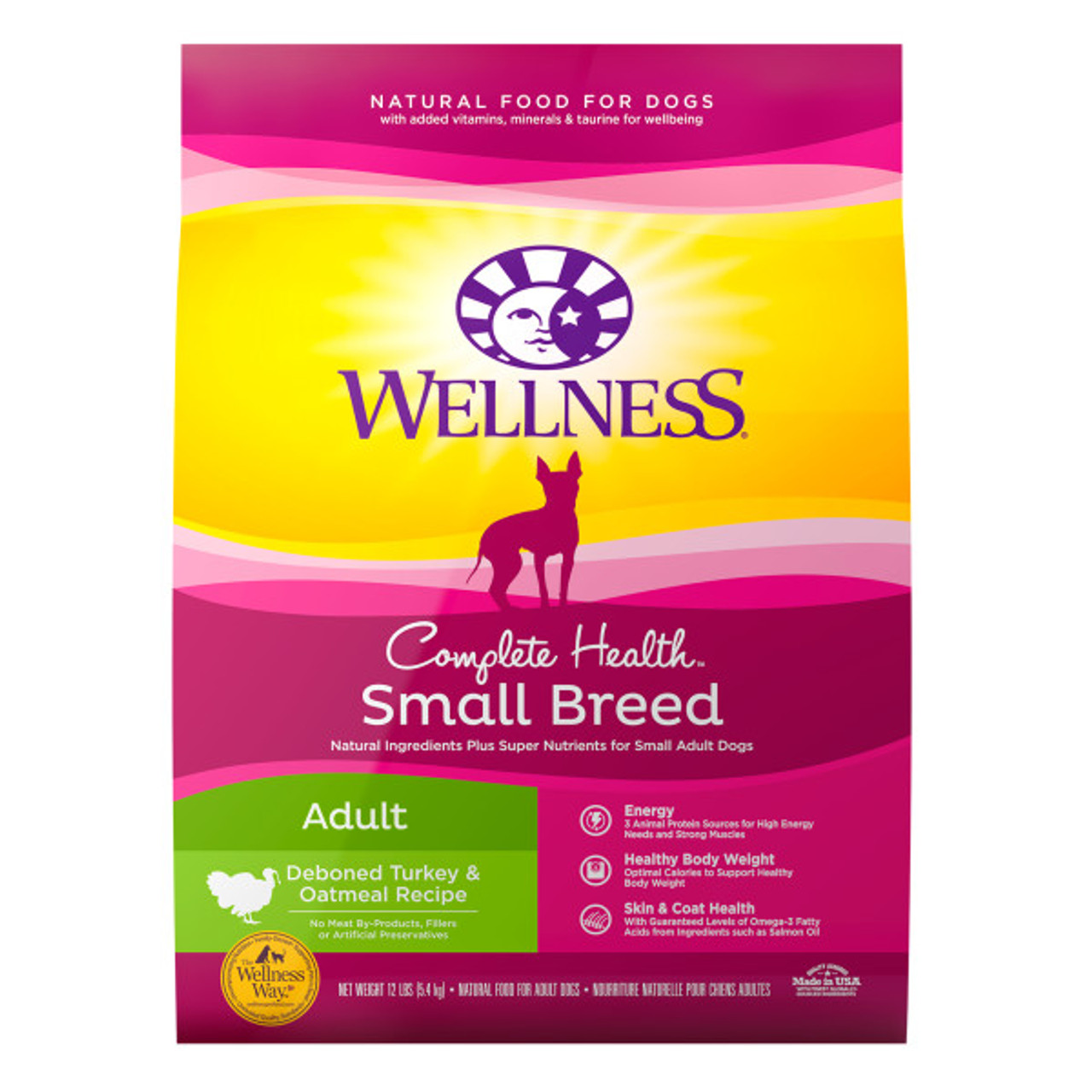 Wellness Complete Health Small Breed Turkey and Oatmeal Adult Dog Food， 12 Lb. Bag