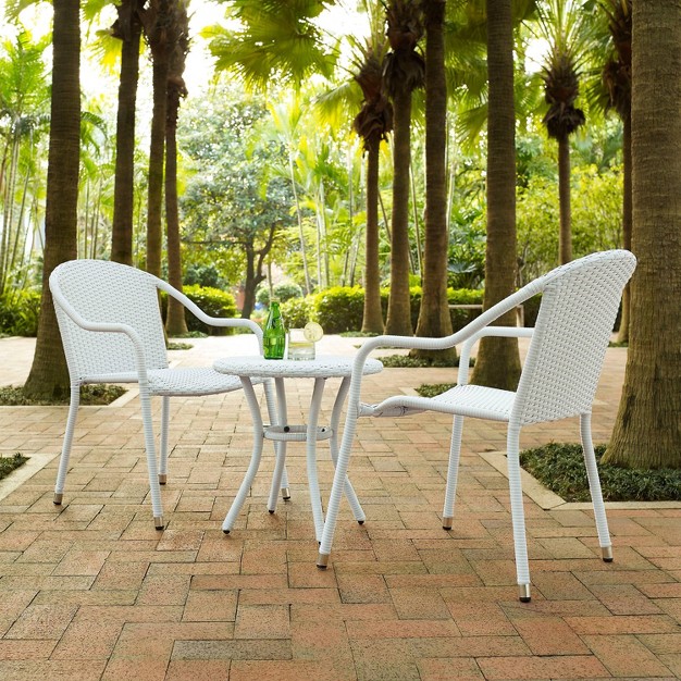 Palm Harbor 3pc Outdoor Wicker Seating Set White Crosley