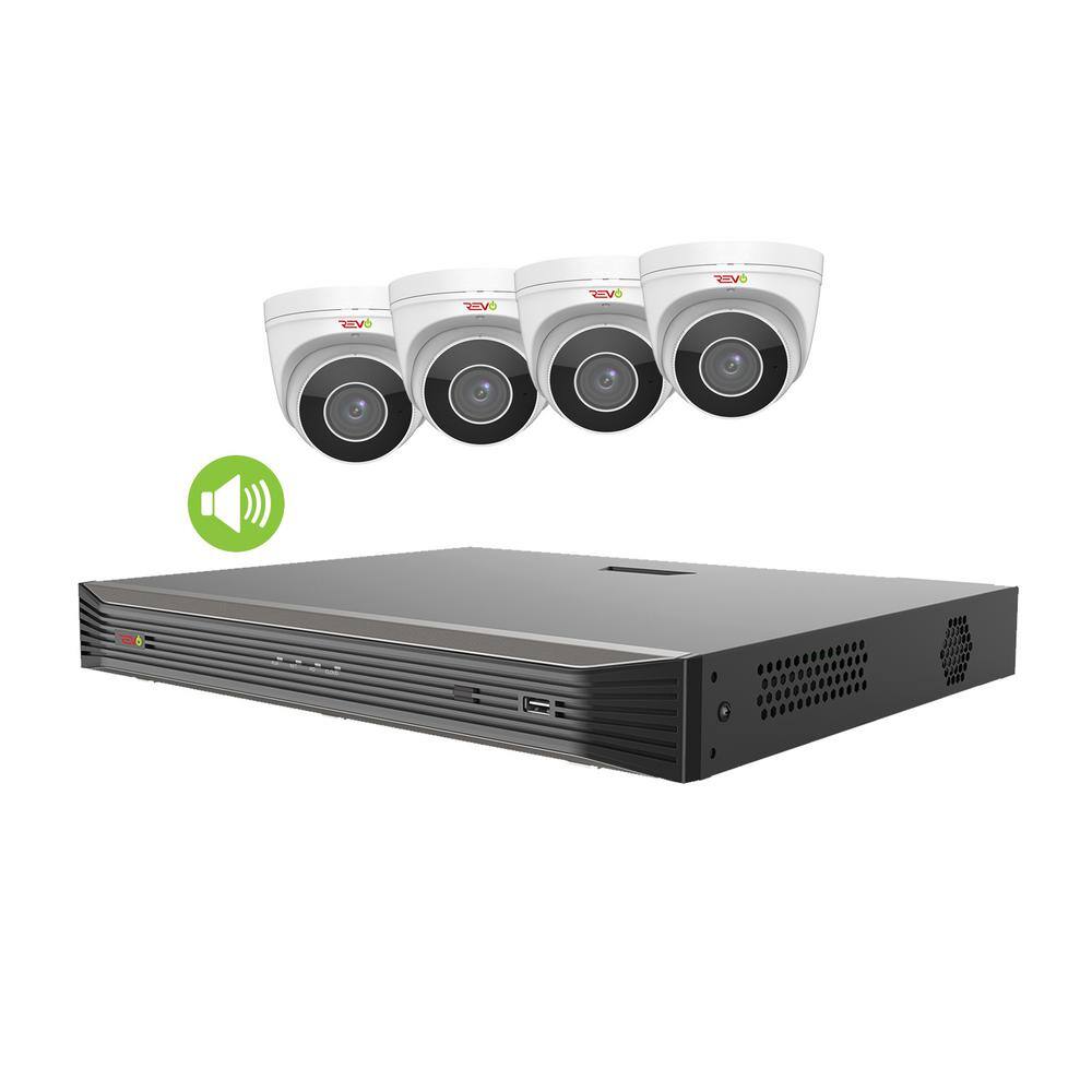 Revo Ultra HD Commercial Grade Audio Capable 8-Channel 2TB NVR Surveillance System with 4 4K Cameras RU82A4KBNDL-2