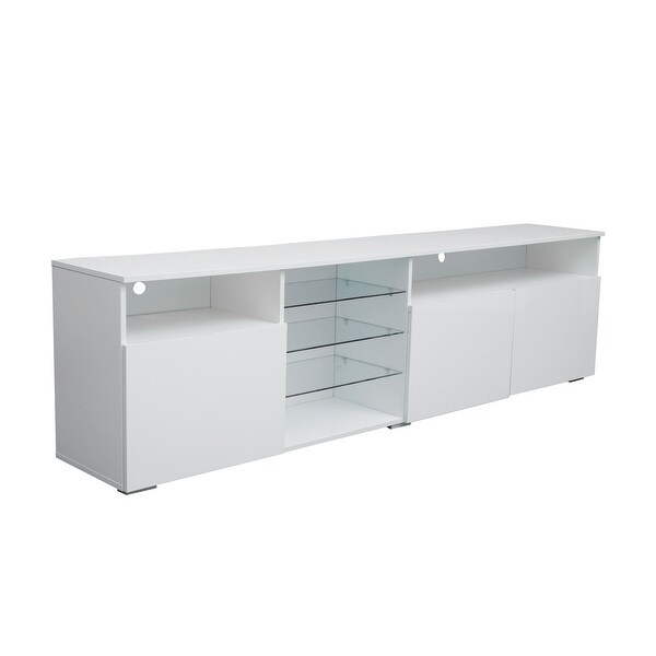 TV Stand Matte Body High Gloss Doors Modern TV Stand LED for Living Room，white