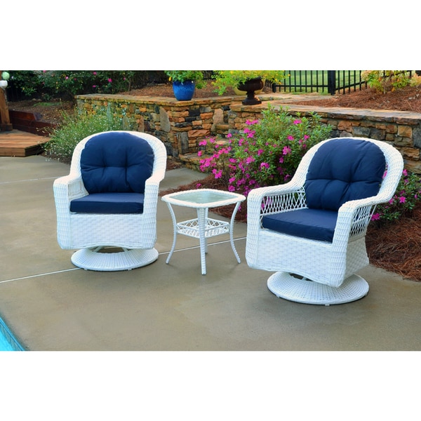 Biloxi Outdoor WhiteOutdoor Wicker Swivel Glider Patio Set (3Piece)