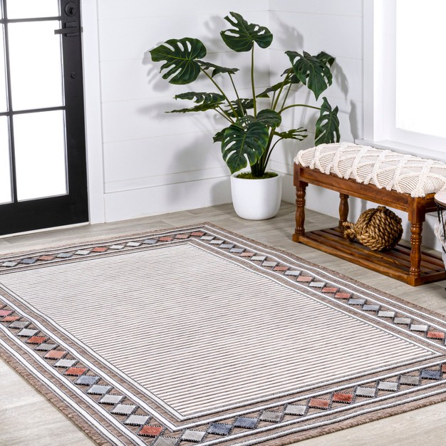 Jonathan Y Sebastian High low Modern Diamond Border Classic Indoor outdoor Area Rug