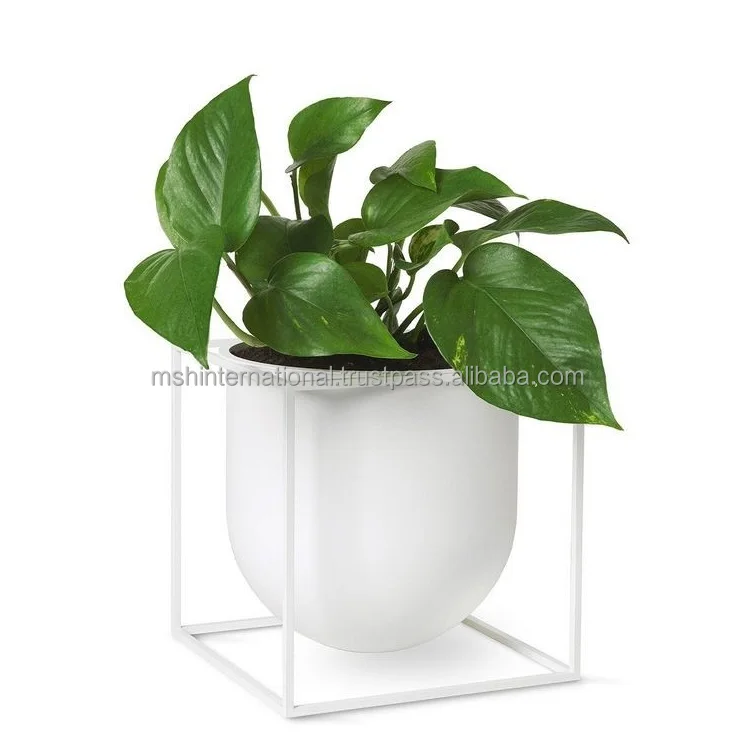 Metal Large Planter Pot with Iron Stand Round Shape Luxury Flower Pot and Planter Home Garden Decorative Planter with Stand