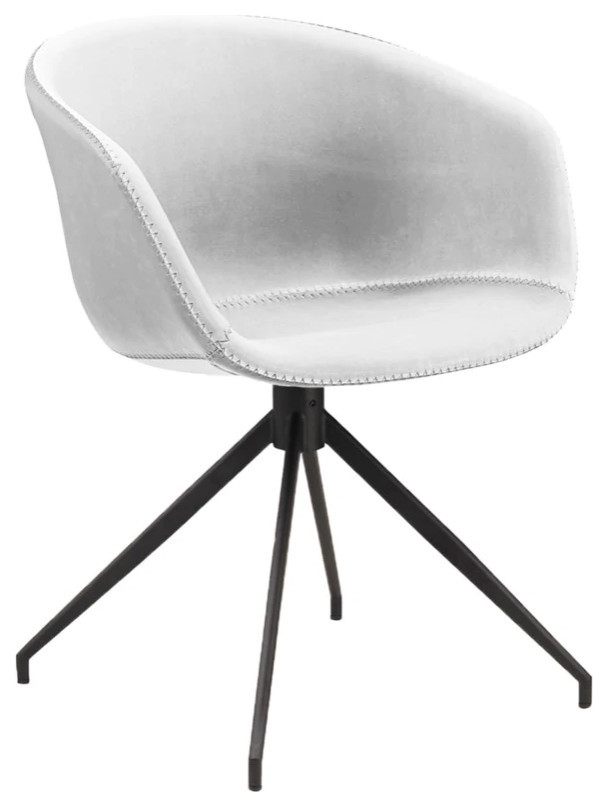 Chiana Dining Chair With White Double Pu Shell and Black Steel Base   Midcentury   Dining Chairs   by V.S.D Furniture  Houzz