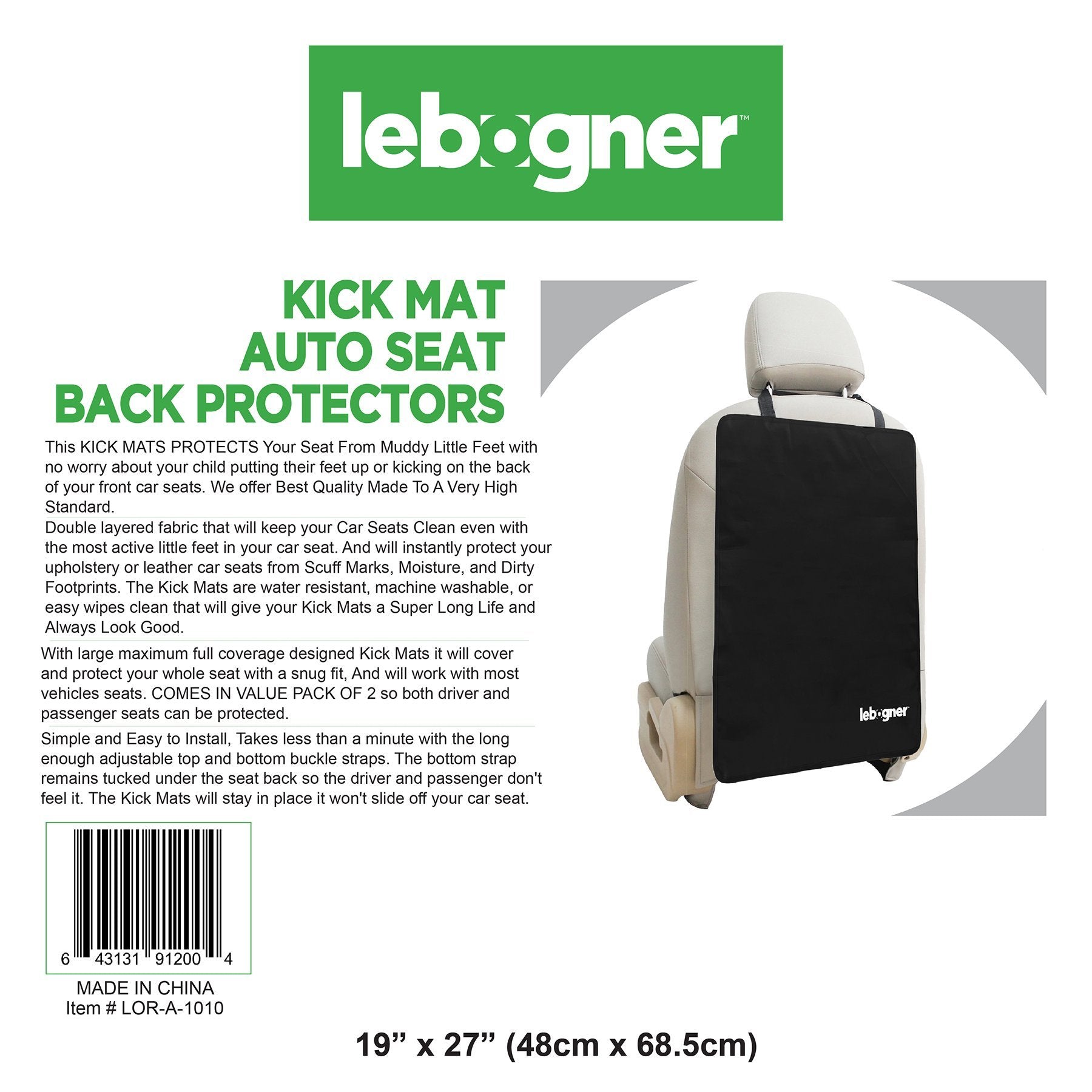 Lebogner Car Seat Back Protectors， Luxury Kick Mat for The Back of Your Front Seats 2 Pack， X-Large Auto Protector Covers， Perfect Backseat Child Kick Guard， Saver