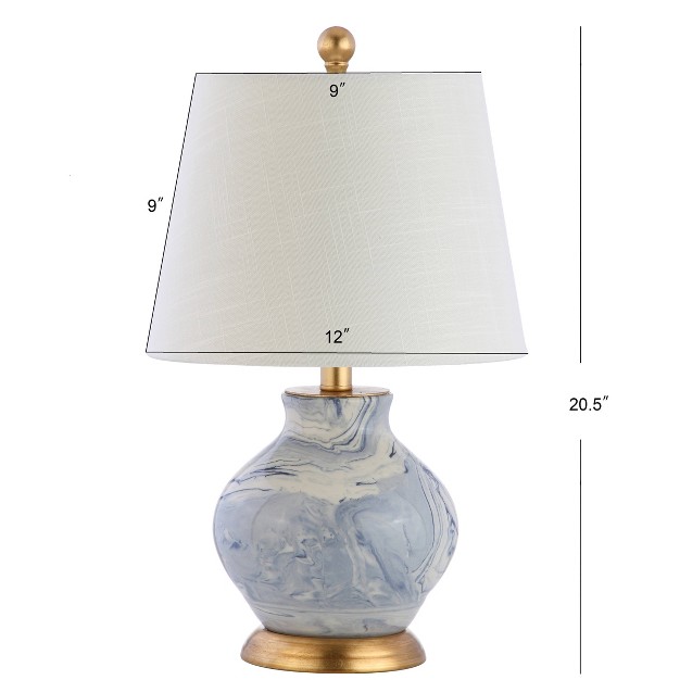 Ceramic Holly Marbleized Table Lamp includes Led Light Bulb Blue Jonathan Y