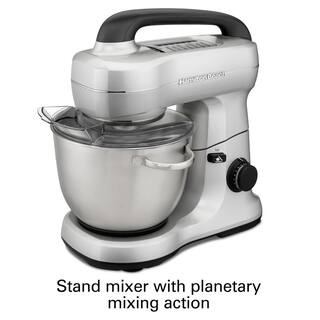 Hamilton Beach 4 Qt. 7-Speed Stainless Steel Stand Mixer with Flat Beater Dough Hook and Whisk 63392