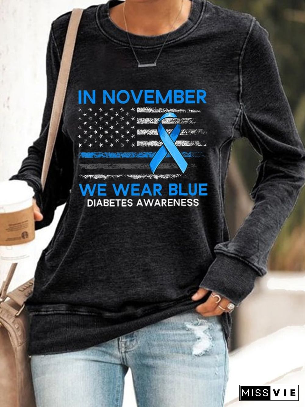 Women's In November Wear Blue Diabetes Awareness Sweatshirt